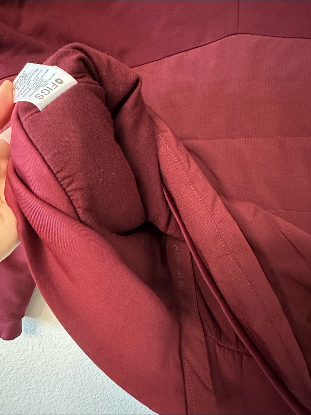 Figs Women's Burgundy insulated Zip Jacket - Picture 9 of 9